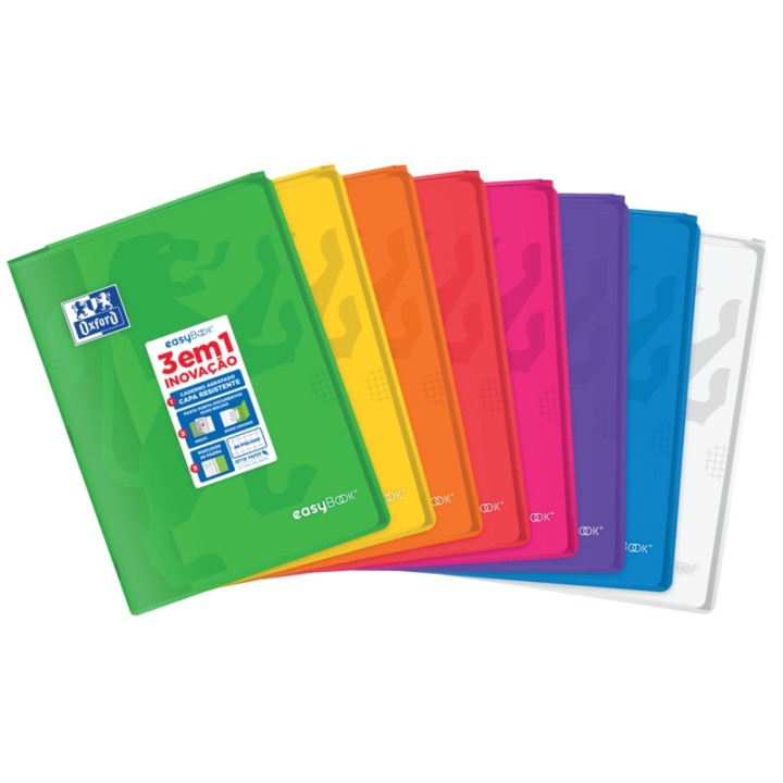 Oxford Easybook A4 Libreta Grapada - Tapa de Plastico Resistente - Cuadricula 5x5 con 2 Margenes - 48 Hojas de Papel de Alta Ca