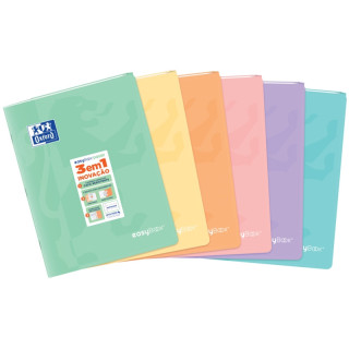 Oxford Easybook A4 Libreta Grapada - Tapa de Plastico Resistente - 1 Linea con 2 Margenes - 48 Hojas de Papel Pastel