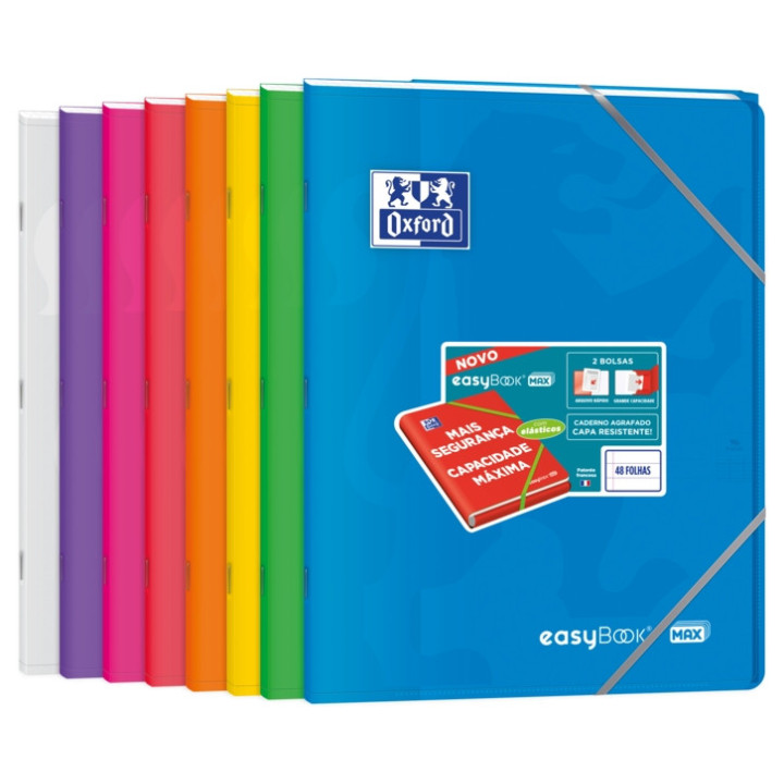 Oxford Easybook Max A4 Libreta Grapada - Tapa de Plastico Resistente - 1 Linea con 2 Margenes - 48 Hojas de Papel de Alta Calid