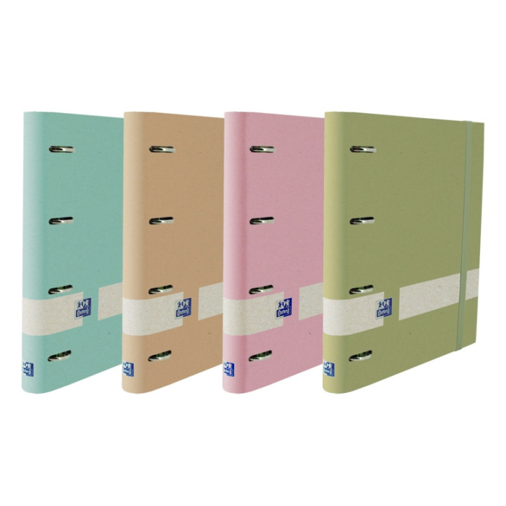 Oxford Nature Europeanbinder A4+ Tapa Extradura 4x35 Surtido con Recambio Pastel 5x5 - Carpeta Ecologica con Tapa Dura - Incluy