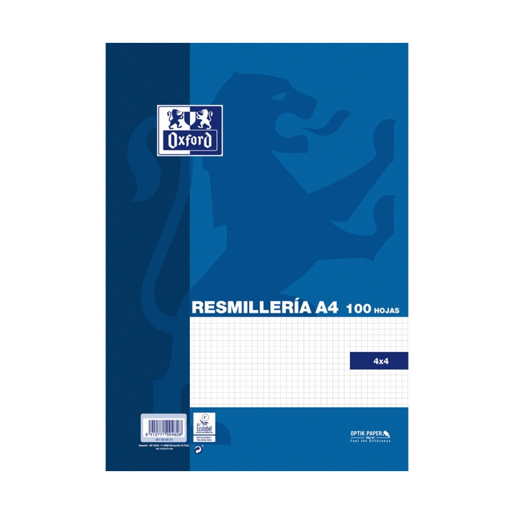 Oxford School Classic Paquete de 100 Hojas A4 Cuadricula 4x4 - 100430215