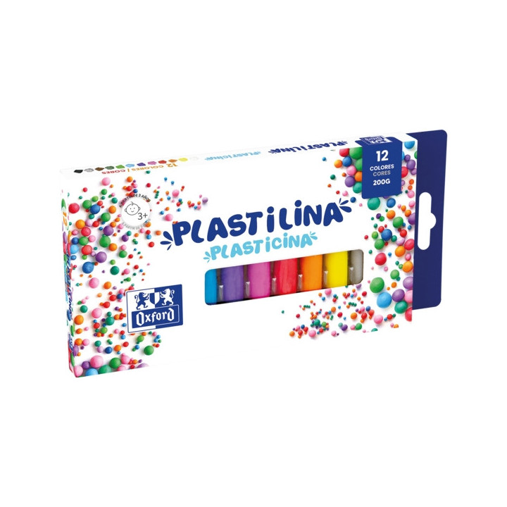 Oxford Plastilina 12 Colores 100gr - Textura Suave y Maleable - Ideal para Modelar y Crear Obras de Arte