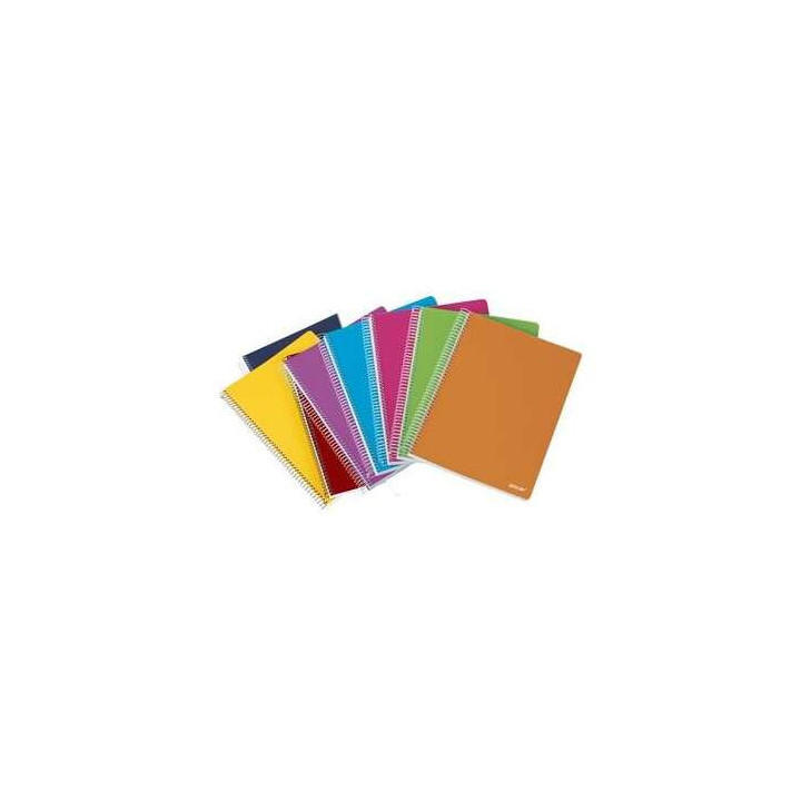 Ancor Classic Stripes Cuaderno Espiral Tamaño Folio Pautado Horizontal - 80 Hojas 90gr - Tapa de Plastico - Colores Surtidos