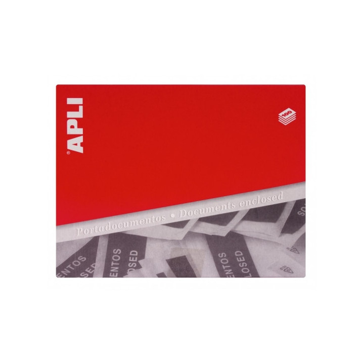 Apli Pack de 100 Sobres Porta Documentos - Adhesivo en el Dorso - Texto en 3 idiomas - Impermeables y Resistentes a la Intemper
