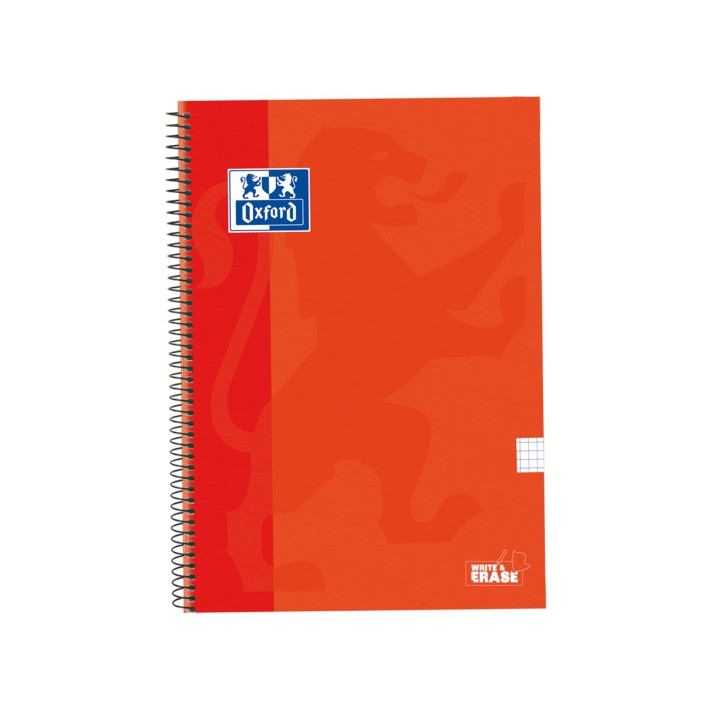 Oxford School Classic Cuaderno Espiral Tapa Extradura Write&Erase - Folio 4x4 con Margen - 80 Hojas - Color Naranja
