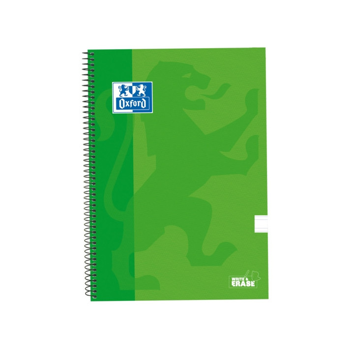 Oxford School Classic Cuaderno Espiral Tapa Extradura Write&Erase - Folio Pauta 3.5mm - 80 Hojas - Color Verde