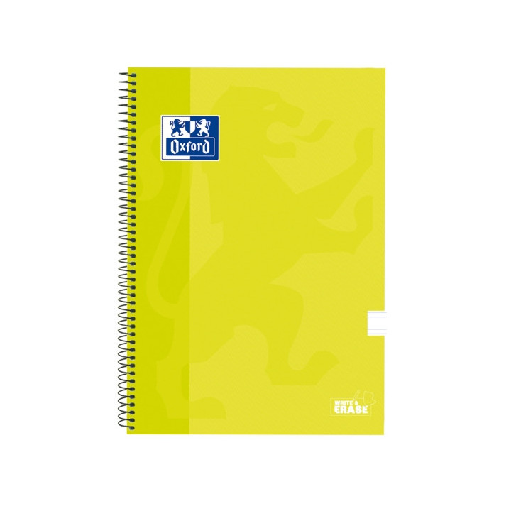 Oxford School Classic Cuaderno Espiral Tapa Extradura Write&Erase - Folio Pauta 3.5mm - 80 Hojas - Color Lima
