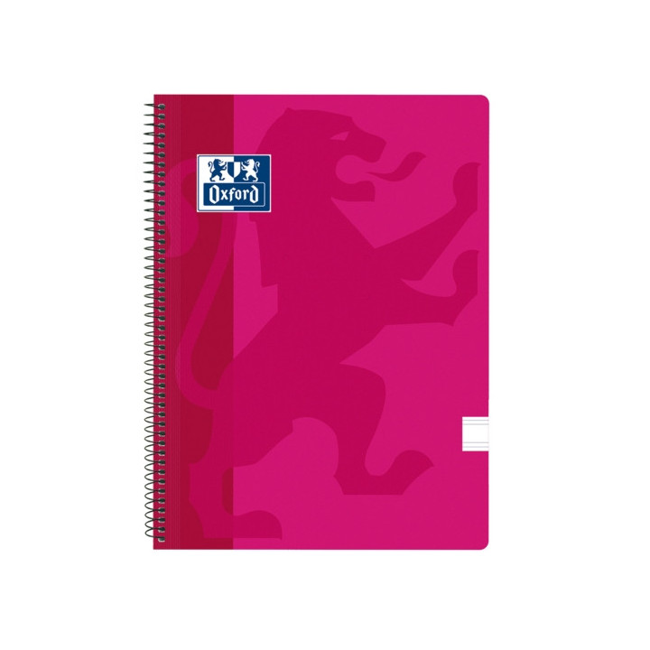 Oxford School Classic Cuaderno Espiral Tapa de Plastico Folio - Pauta 2.5 con Margen - 80 Hojas - Color Fucsia
