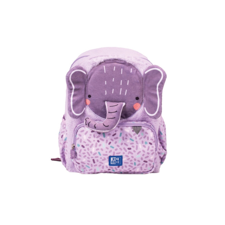 Oxford Kids Mochila Infantil 8.5L Tacto Suave Peluche - Diseño de Ellie Elefante - Ideal para Niños Pequeños - Espaciosa y C