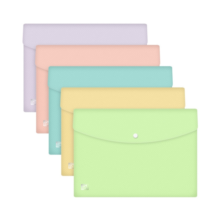 Oxford Urban A4 Sobre Portadocumentos de Plastico Rigido Translucido A4 - Capacidad hasta 40 Hojas - Cierre de Broche - Colores