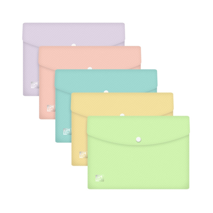 Oxford Urban A5 Sobre Portadocumentos de Plastico Rigido Translucido A5 - Capacidad hasta 40 Hojas - Cierre de Broche - Colores