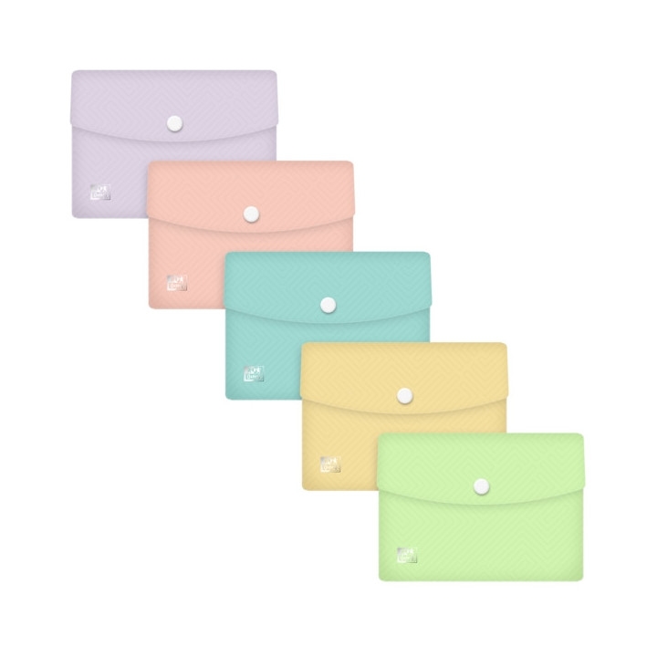 Oxford Urban A6 Sobre Portadocumentos de Plastico Rigido Translucido A6 - Capacidad hasta 40 Hojas - Cierre de Broche - Colores