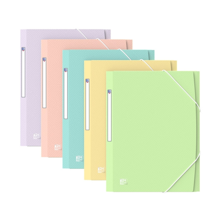 Oxford Urban A4+ Carpeta de Gomas con 3 Solapas A4+ - Lomo15mm Ampliable hasta 25mm - Colores Pastel Surtidos