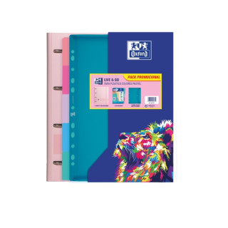 Oxford Live & Go Carpeta Europeanbinder A4+ con Recambio Cuadricula 5x5 + Separadores + Sobre Multitaladro - Ideal para Organiz