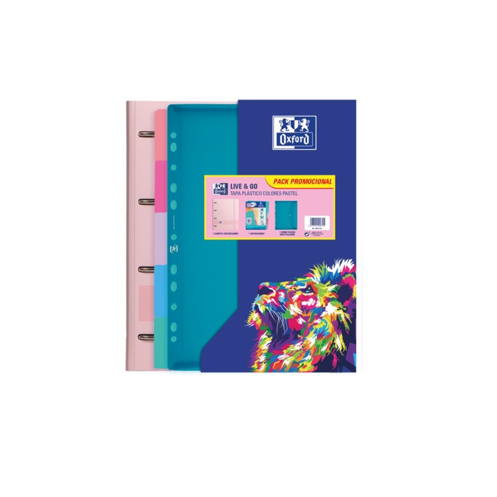 Oxford Live & Go Carpeta Europeanbinder A4+ con Recambio Cuadricula 5x5 + Separadores + Sobre Multitaladro - Ideal para Organiz