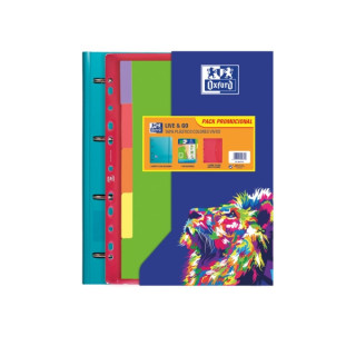 Oxford Live & Go Carpeta Europeanbinder A4+ con Recambio Cuadricula 5x5 + Separadores + Sobre Multitaladro - Ideal para Organiz