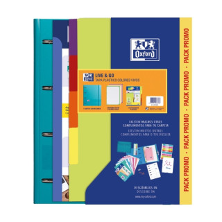 Oxford Europeanbinder Live & Go Carpeta Tamaño A4+ con Recambio + Separadores - Tapa de Plastico Polyfoam - Colores Vivos Alea