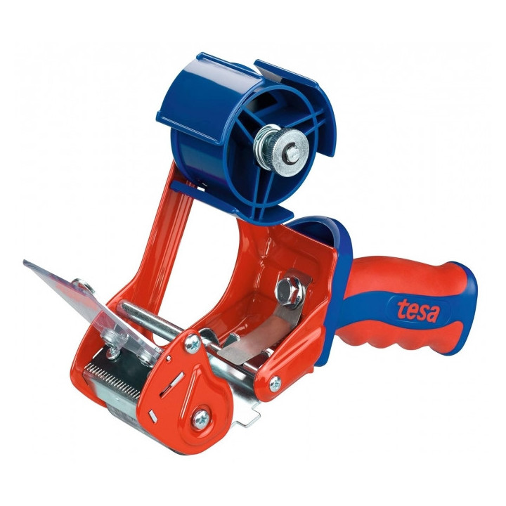 Tesa 6400 Comfort Precintadora para Rollos de hasta 50mm - Sistema de Cuchilla Protegida - Tension Ajustable Manualmente - Colo