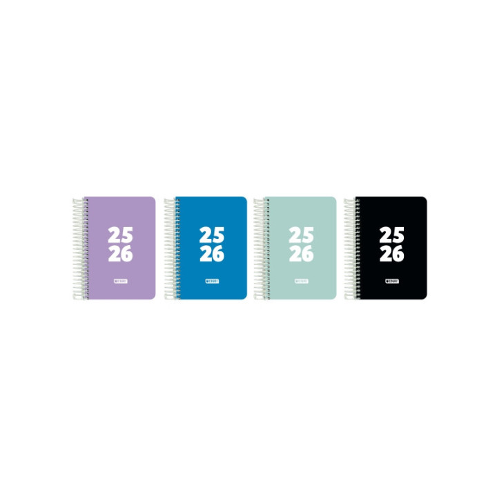 Enri Teens Agenda Escolar 25/26 Espiral Dia Pagina - Tamaño 8º - Tapa de Plastico - Esquinas Microperforadas - Espacio para N