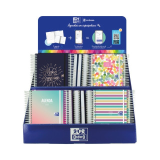 Oxford Impulso Expositor de 38 Agendas Escolares 25/26 Espiral - Incluye Agendas de Dia Pagina y Semana Vista - Diseños Surtid