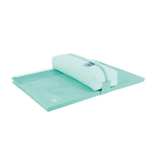 Oxford Live & Go Estuche Rectangular Mediano - Material Acolchado - Goma Elastica para unirlo al Cuaderno - Color Azul