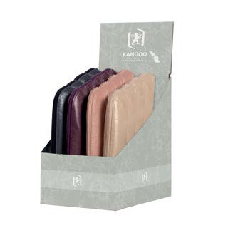 Oxford Kangoo Expositor con 16 Estuches Kangoo Piel - Fabricados en Piel 100% - Goma Kangoo para Acoplar al Cuaderno - 4 Colore