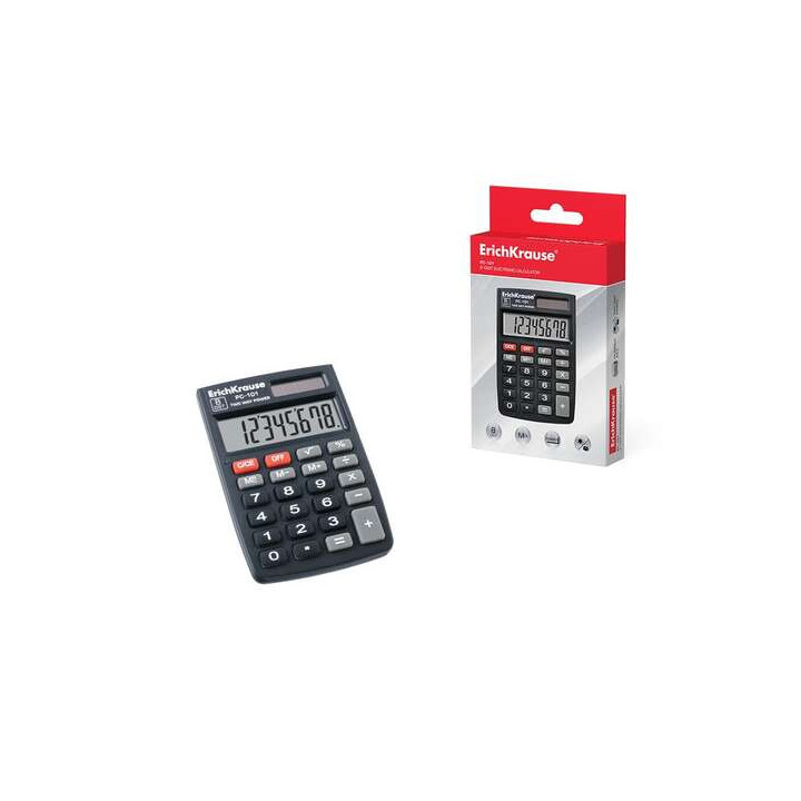 Erichkrause Calculadora Electronica de 8 Digitos - Pantalla LCD de 8 Digitos - Funciones de Calculo Avanzadas - Memoria - Bater