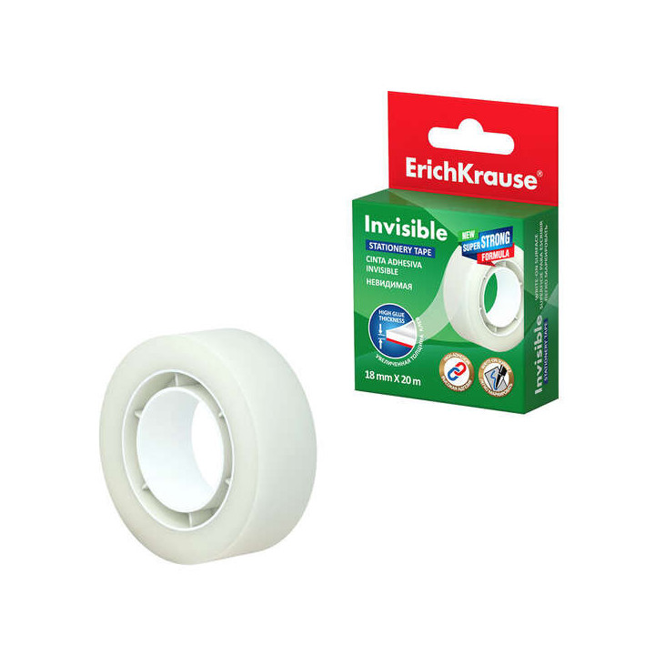 Erichkrause Cinta Adhesiva Invisible - 18mmx20m - Color Transparente