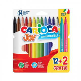 Carioca Joy Superlavables Pack de 12+2 Rotuladores - Punta 2.8mm Bloqueada - Capuchon Ventilado - Colores Surtidos