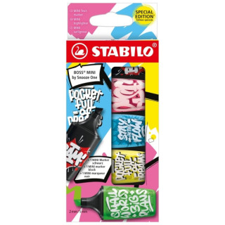 Stabilo Boss Mini by Snooze One Pack de 5 Mini Marcadores Fluorescentes - Trazo entre 2 y 5mm - Tinta con Base de Agua - Antise