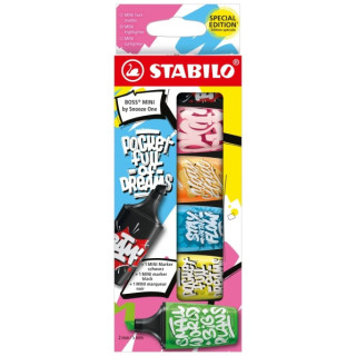 Stabilo Boss Mini by Snooze One Pack de 6 Mini Marcadores Fluorescentes - Trazo entre 2 y 5mm - Tinta con Base de Agua - Antise