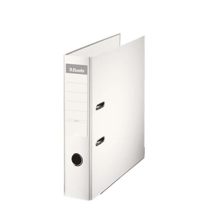 Esselte Archivador de Palanca Formato A4 - Lomo 75mm - Tarjetero en Lomo - Capacidad para 500 Hojas - Color Blanco