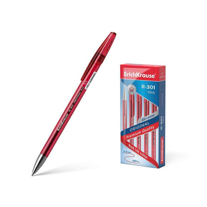 Erichkrause R-301 Original Boligrafo de Tinta de Gel - Punta 0.5mm - Trazo 0.4mm - Cuerpo Translucido Tintado - Grip Perfilado