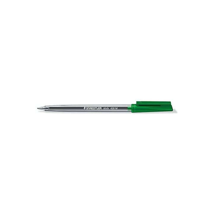 Staedtler Stick 430 Boligrafo con Capuchon - Punta 0.35mm - Tinta Endeleble - Color Verde