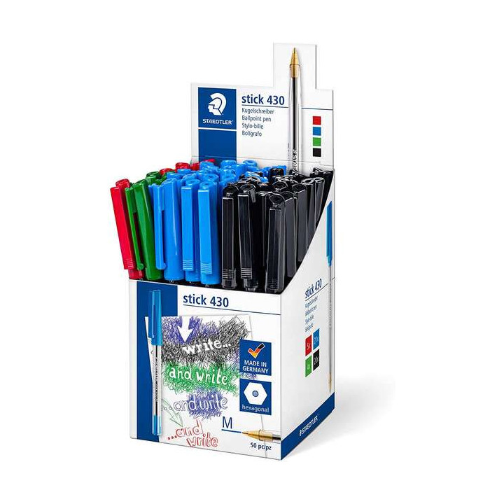 Staedtler Stick 430 Boligrafo de Bola Punta 0.35mm - Tinta Endeleble - Colores Surtidos
