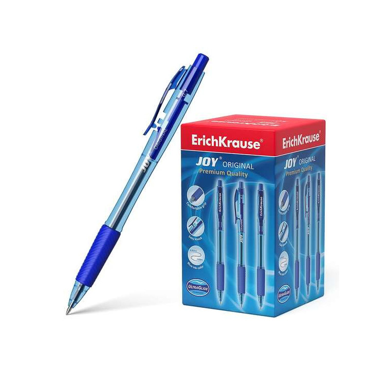 Erichkrause Boligrafo Automatico Joy Original - Ultra Glide Technology - Cuerpo Redondo Translucido - Punta de 0