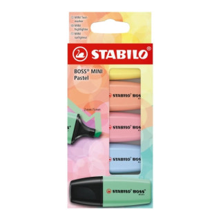 Stabilo Boss Mini Pastel Pack de 5 Marcadores Fluorescentes - Trazo entre 2 y 5mm - Tinta con Base de Agua - Antisecado - Color