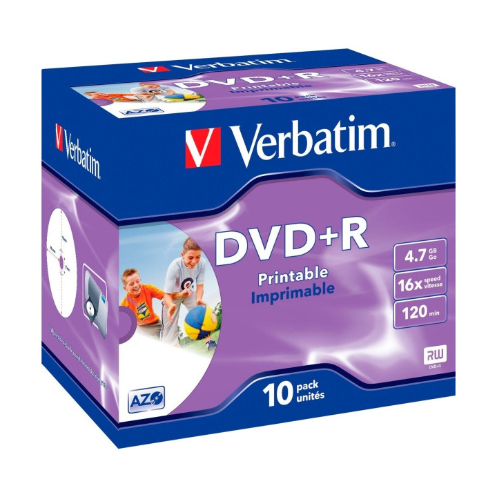 Verbatim Pack de 10 DVD+R Printables 16x 4.7GB