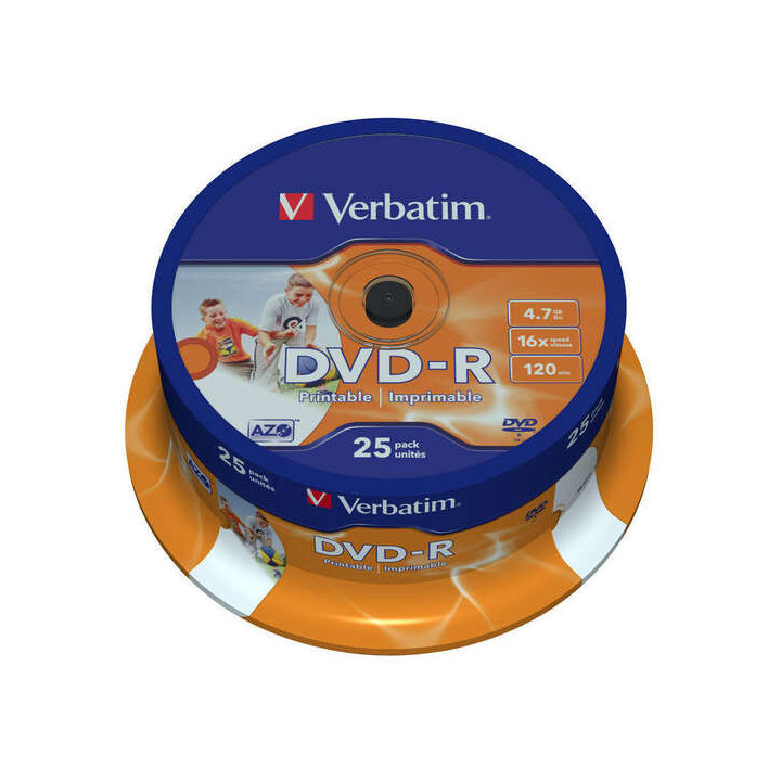 Verbatim DVD-R Printables 16x 4.7GB (Tarrina 25 Uds)