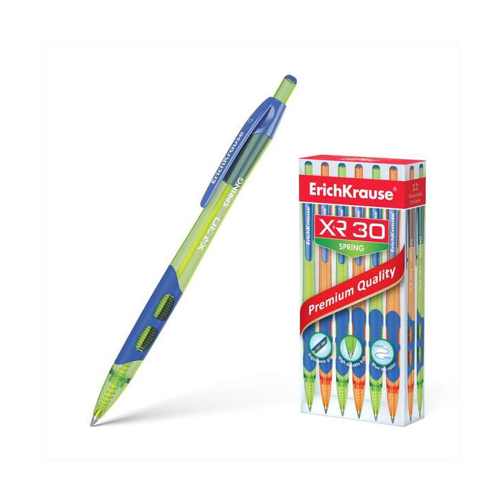 Erichkrause Boligrafo Automatico Xr-30 Spring - Cuerpo Translucido de Colores Neon - Punta de 07mm - Tinta de Secado Rapido - C
