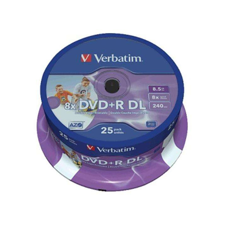 Verbatim DVD+R Doble Capa Printables 8x 8.5GB (Tarrina 25 Uds)