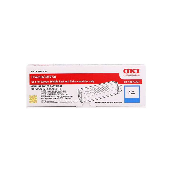 OKI C5650/C5750 Cyan Cartucho de Toner Original - 43872307