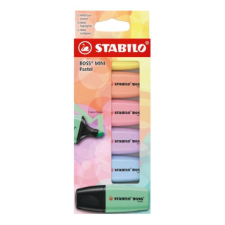 Stabilo Boss Mini Pastel Pack de 6 Marcadores Fluorescentes - Trazo entre 2 y 5mm - Tinta con Base de Agua - Antisecado - Color
