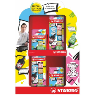 Stabilo Boss Mini by Snooze One Expositor con 4 Pack de 3 Mini Marcadores + 4 Pack de 3 Mini Marcadores + 8 Pack de 6 Mini Marc