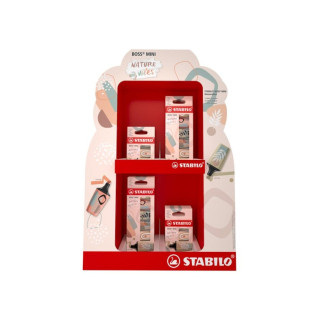 Stabilo Boss Mini Naturevibes Expositor con 8 Packs de 6 Marcadores Fluorescentes + 8 Packs de 3 Marcadores Fluorescentes - Tra