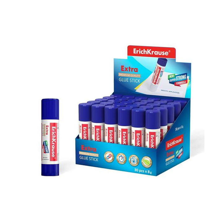 Erichkrause Pegamento en Barra Extra 8gr - Formula Super Fuerte - Consumo Economico - Adhesion Rapida y Fiable - Facil de Lavar