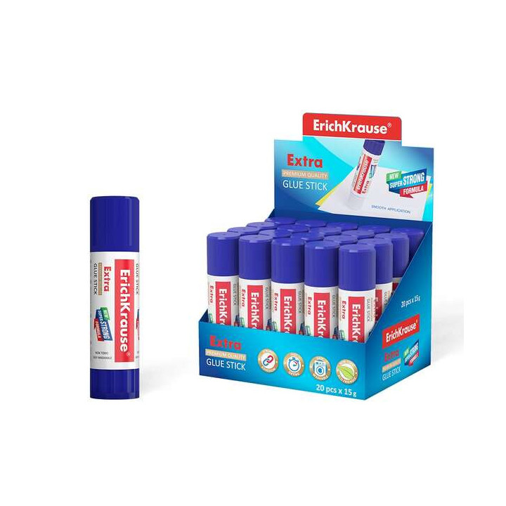 Erichkrause Pegamento en Barra Extra 15gr - Formula Super Fuerte - Consumo Economico - Adhesion Rapida y Fiable - Facil de Lava