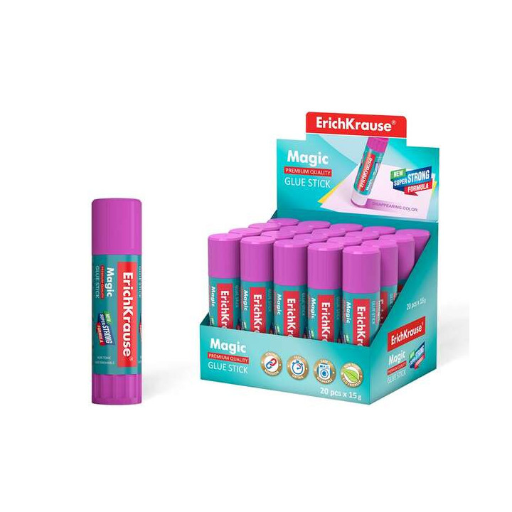 Erichkrause Magic - Pegamento en Barra Super Fuerte - Adhesion Rapida y Fiable - Color Gradualmente Desaparece - No Toxico - Re
