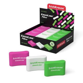 Erichkrause Ergoline Pillow Goma de Borrar Ergonomica - Fabricada de Caucho Termoplastico Hipoalergenico - Sin PVC - Colores Ro
