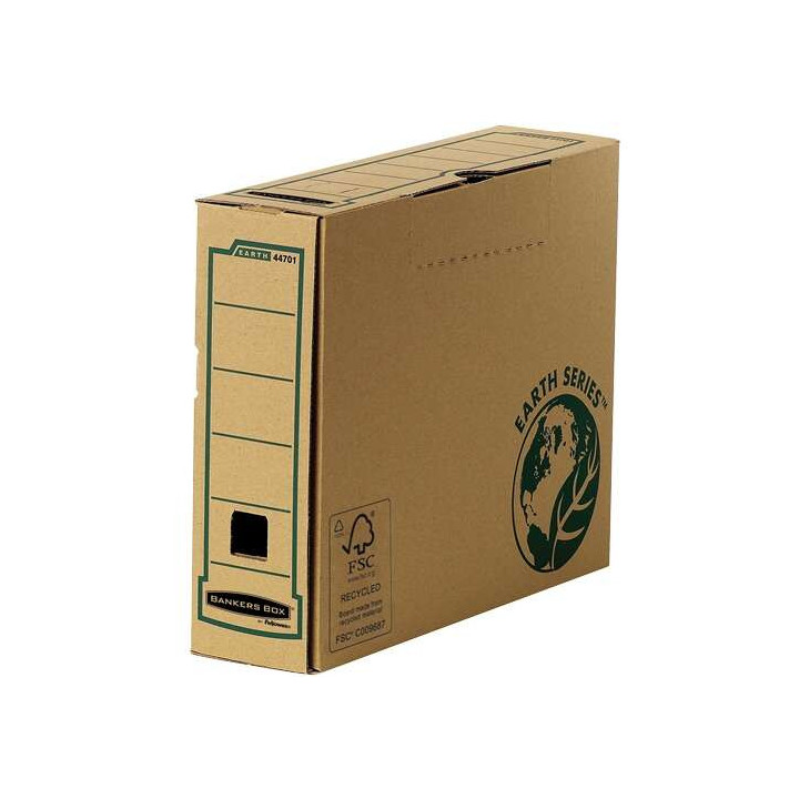 Fellowes Bankers Box Earth Caja de Archivo Definitivo A4 80mm - Montaje Manual - Carton Reciclado Certificacion FSC - Color Mar